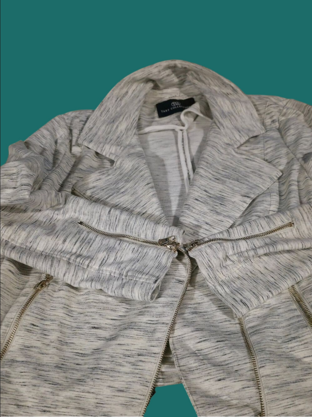 4/$67 Deal! Tart Collection Heathered Light Gray Zip Moto Jacket